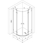 MEXEN/S - Lunar sprchový kout čtvrtkruh křídlový pravá 90 x 70, transparent, grafit metal 833-090P-070L-95-00