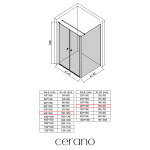 CERANO - Sprchový kout Antelo L - L/P - 6 mm - černá matná, transparentní sklo - 96x60 - otočný CER-666565