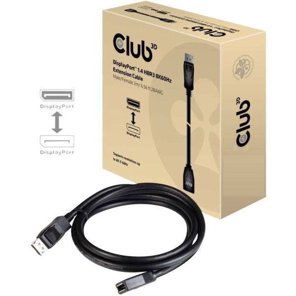 Club3D DisplayPort prodlužovací kabel Konektor DisplayPort, DisplayPort zásuvka 2.00 m černá CAC-1022 Kabel DisplayPort