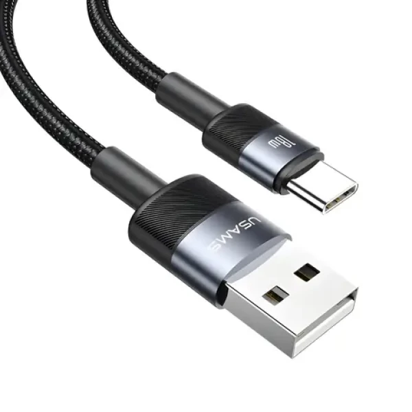 USAMS SJ718 černá / Kabel / USB-A na USB-C / Rychlonabíjecí, datový / 1,2 m / 3A (SJ718USBSG01)
