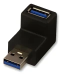 Lindy černá / Adaptér / USB-A (M) - USB-A (F) / 90° / USB 3.0 (71261)
