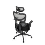 Kancelářská židle, šedá síťovina, černý plast, kolečka na tvrdé podlahy