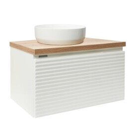 Koupelnová skříňka pod umyvadlo Naturel Savona 98x43x44,8 cm bílá lesk, deska dub halifax SAVONA100BIDDH SAVONA100BIDDH