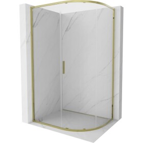 MEXEN - Exo čtvrtkruhový posuvný sprchový kout 100 x 80, transparent, zlato 8131-100-080-50-00