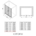 CERANO - Sprchové 2-křídlové dveře Antelo L/P - 6 mm - černá matná, transparentní sklo - 116x190 CER-432370