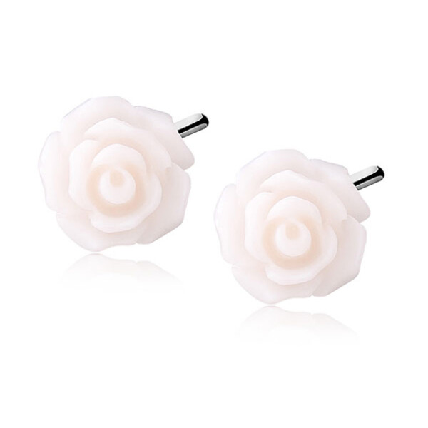 LUNICA Stříbrné náušnice BÍLÝ KVĚT 0038 Ag 925; ≤0,6 g.