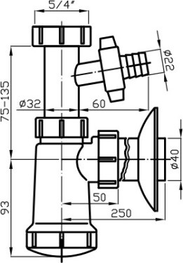 NOVASERVIS - Sifon 5/4" pračkový vývod matka plast 432,PP