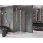 MEXEN/S - Velar L Duo sprchový kout, posuvné dveře 90 x 90, dekor, zlato 871-090-090-02-33-50