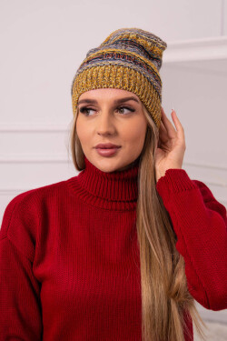 Čepice s fleecem Patrycja K254 denim+mustard UNI