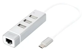 Digitus USB-C Hub / USB hub / 3 porty USB / Fast Ethernet LAN adaptér (DA-70253)