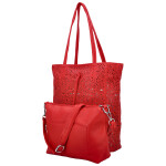 Módní dámský koženkový set kabelek Safira, červený