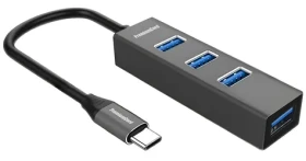 PremiumCord USB-C hub na 4x USB-A šedá / USB hub / USB 3.2 Gen 1 / 5 Gbps (ku31hub09)