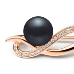 Stříbrná brož s černou perlou Stephanie Gold, stříbro 925/1000, Černá