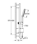 GROHE - Rainshower SmartActive Sada sprchové hlavice 150, 3 proudy, tyče 60 cm a hadice, chrom 26591000