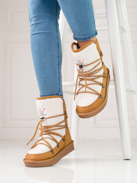Trendy dámské hnědé sněhule bez podpatku 36