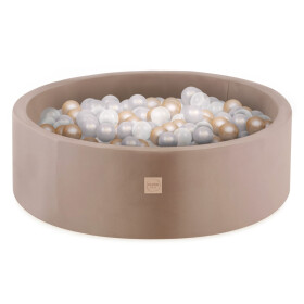 PLUSH NEST PLUSH NEST Suchý bazén kulatý Samet (zlatý) Ø 90 × 30 cm a 200 míčky