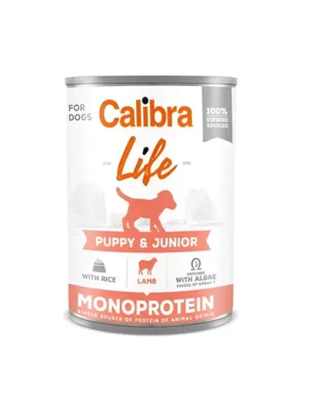 CALIBRA Konzerva Dog Life Puppy Junior jehněčí s rýží 400 g / Konzerva pro psy / štěňata a mladí / hypoalergenní