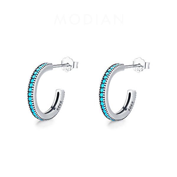 LUNICA Stříbrné náušnice TYRKYSOVÝ KRUH 0554