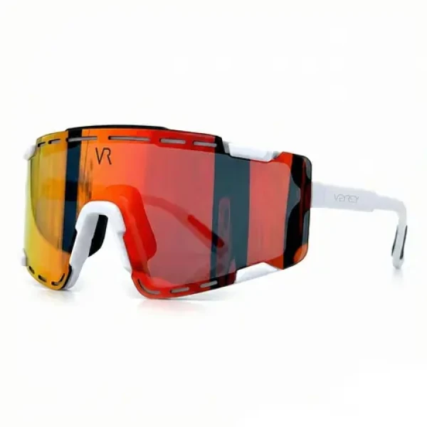 VeyRey Sportovní sluneční brýle Semihoof bílá obruba červená skla (8596545422244)