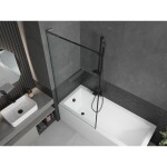 MEXEN/S - Next L vanová zástěna FIX 90 x 150, černá vzor, grafit kartáčovaná 895-090-000-03-70-66
