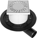 MIDAS Podlahová vpusť - boční D50 s límcem, nerezová mřížka 125x125 mm p1647
