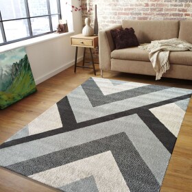DumDekorace Moderní koberec s geometrickými vzory v šedých barvách Šířka: 120 cm | Délka: 170 cm