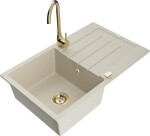 MEXEN - Bruno granitový dřez s odkapávačem včetně baterie Telma, béžová 6513-69-670200-50