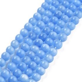 Skleněné korálky - kočičí oči - modré - ∅ 6 mm - 1 ks