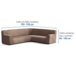Bielastické potahy COSTINA oříšková rohová sedačka (š. 350 - 530 cm)