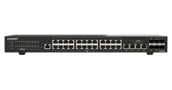 QNAP QSW-M2130-4C2S24T / Switch / 24x 2,5GbE RJ45 / 2x 10GbE SFP+ / 4x 10GbE combo / L2 řízený (QSW-M2130-4C2S24T)