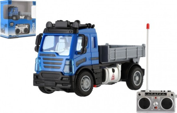 Auto RC nákladní s korbou plast 12cm 27MHz na dálk.ovl. na baterie se světlem v krab. 16x18x8cm