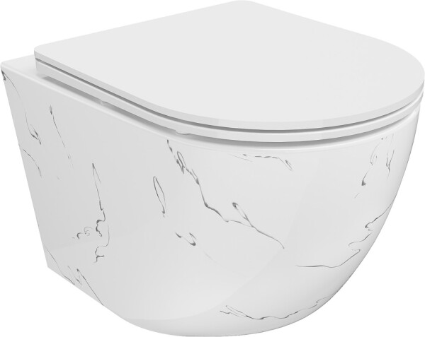 MEXEN - Lena Závěsná WC mísa včetně sedátka s slow-slim, Duroplastu, bílý kámen 30224093