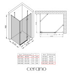 CERANO - Sprchový kout Marino L/P - 6 mm - černá matná, transparentní sklo - 90x100x190 - pantový CER-422865