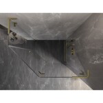 MEXEN/S - Lunar L sprchový kout pětiboký křídlový pravá 100 x 90, transparent, zlato kartáčovaná 831L-100P-090L-55-00-P