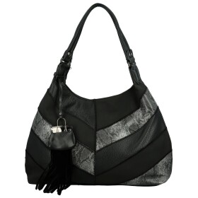 Módní dámská koženková kabelka na rameno Nives, černá