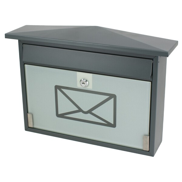 Poštovní schránka antracitová, se sklem, 285×360×80mm, Robin