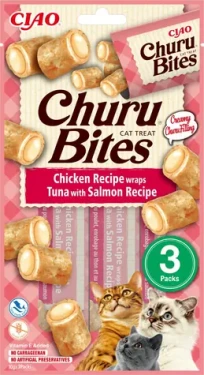 Churu Cat Bites kuře, tuňák a losos 30 g / Pamlsek pro kočky / bez obilovin (EU723)