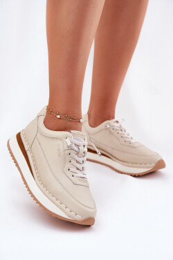 Kožené Dámské Tenisky Na Platformě Big Star RR274A334 Béžové 41