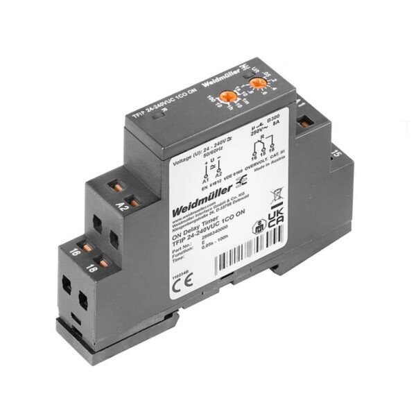 Weidmüller TFIP 24-240VUC 1CO ON 2898340000 časové relé, 0.5 - 360000 s, 250 V/AC, 30 V/DC, 8 A, 1 ks