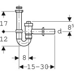 GEBERIT - Příslušenství Trubková zápachová uzávěrka, uzavíratelná, zpětný ventil, vývod vodorovný, d 40 mm 152.860.11.1