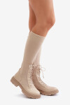 Dámské kozačky s ponožkovým svrškem 68129 Světle béžová - CM Paris světle béžová 39