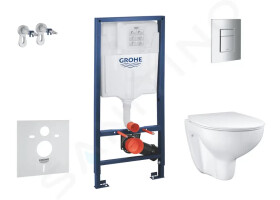 GROHE - Solido Set předstěnové instalace, klozetu a Slim sedátka Bau Ceramic, softclose, tlačítko Even, chrom SANI15BB1101