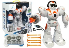 Mamido Dálkově ovládaný R/C robot střílící rakety oranžový