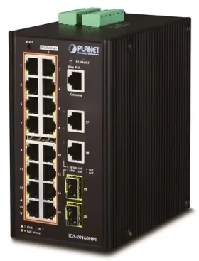 Planet IGS-20160HPT / Switch průmyslový / L3 / 18x 1Gb / 16x PoE 802.3at 320W / 2x 2,5Gb SFP / -40 až 75°C / IP30 (IGS-20160HPT)