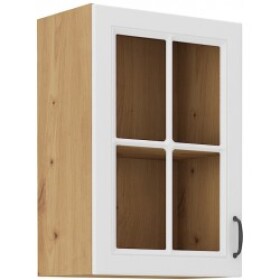 Horní prosklená skříňka Stilo 40 GS-72 1F Barva korpusu: Dub artisan, Barva dvířek: Bílá