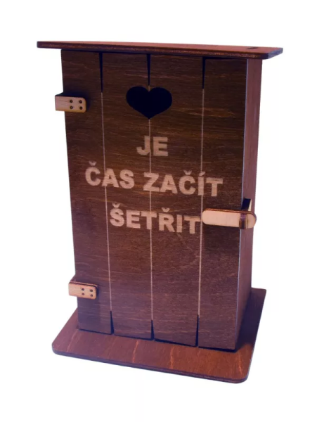 Ptakoviny.cz Pokladnička kadibudka dřevěná - Je čas začít šetřit