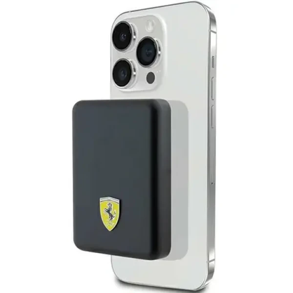 Ferrari Metal Logo černá / Powerbanka / MagSafe / 5000 mAh / 15 W