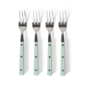 HK living Dezertní vidlička 70's Mint – set 4 ks, zelená barva, kov, plast