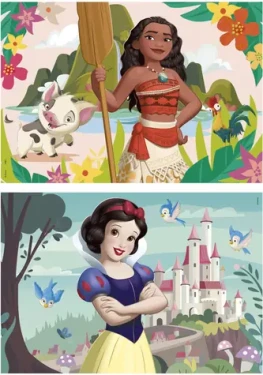 EDUCA Dřevěné puzzle Disney princezny: Vaiana a Sněhurka