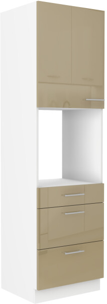Vysoká skříňka pro vestavnou troubu Lara 60 DPS-210 3S 1F - Premium Box Barva korpusu: Bílá, Barva dvířek: Cappucino lesk